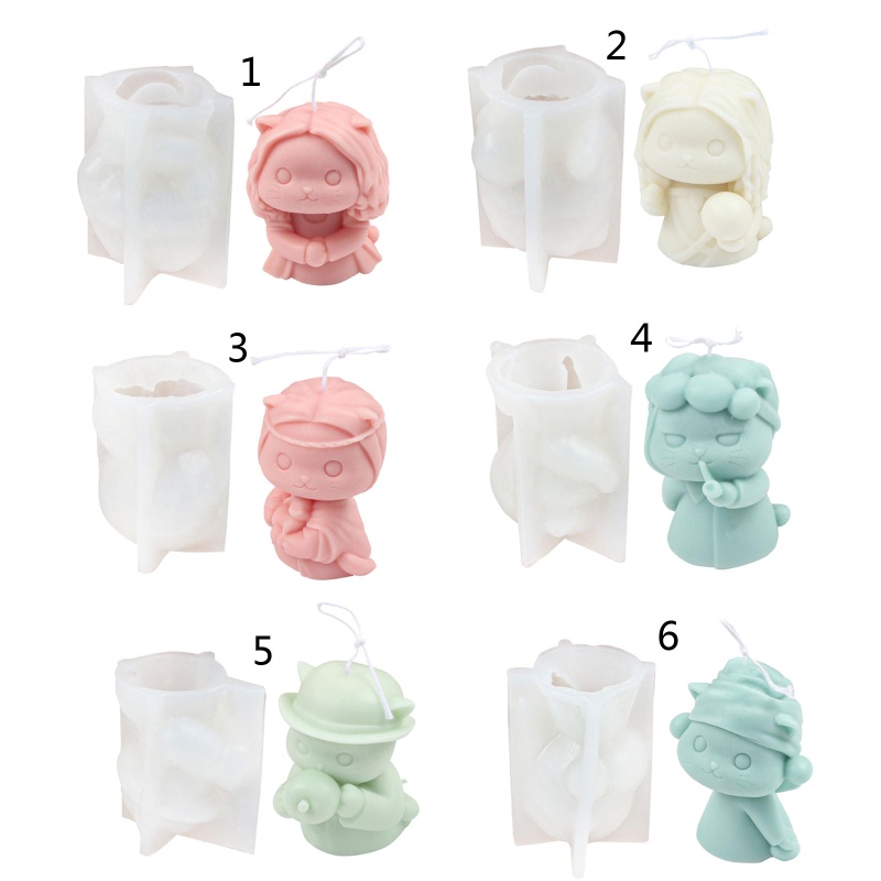 Khuôn silicone tạo hình làm nến hình chú mèo đáng yêu