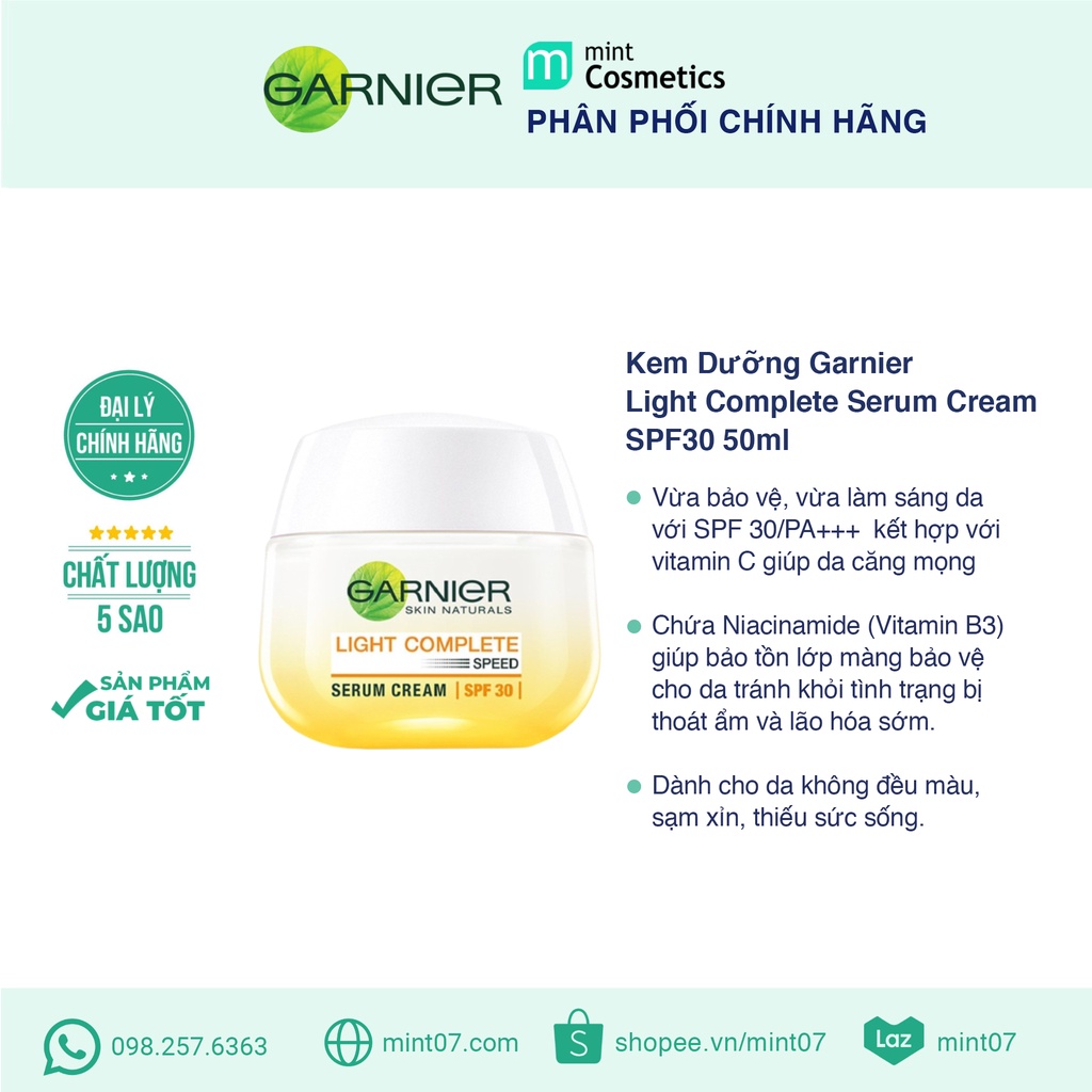 Kem dưỡng Garnier Skin Naturals Light Complete 50ml