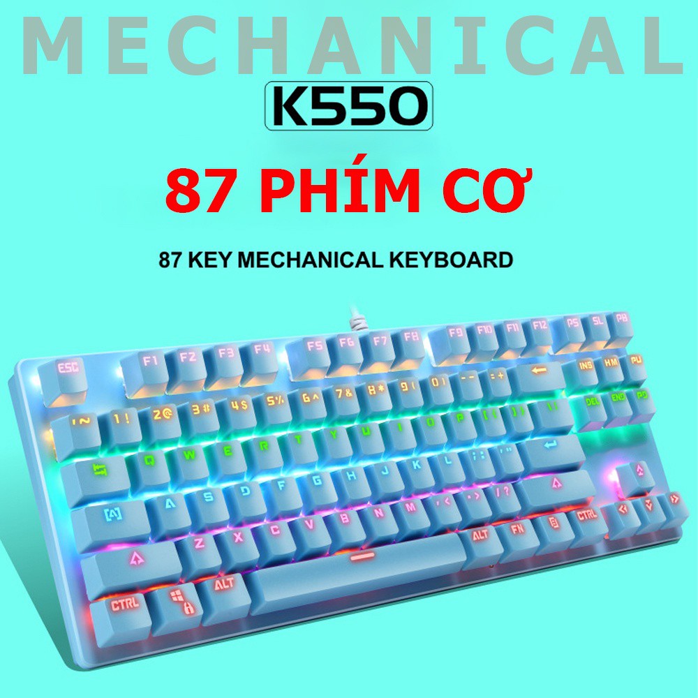 Bàn phím cơ Latope gaming bàn phím máy tính chơi game TKL Full LED K550 RGB