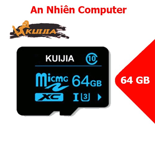 Thẻ nhớ 64Gb Kuijia U3 Class 10–chuyên dụng cho CAMERA, Điện thoại, Máy ảnh,... tốc độ cao 95Mb-140Mb/s