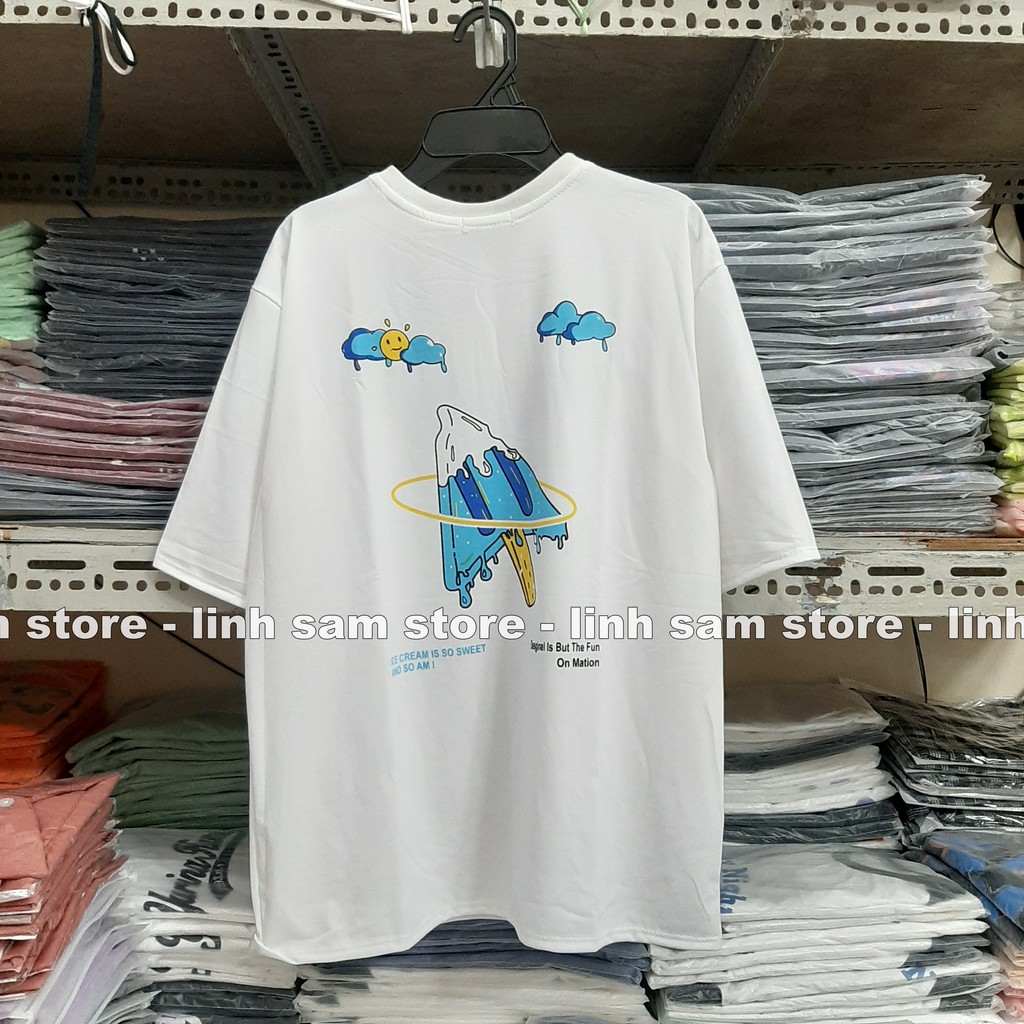 Áo thun tay lỡ nữ freesize phông form rộng Unisex, mặc cặp, nhóm, lớp in CÂY THÔNG HÌNH QUE KEM chữ CLICK | BigBuy360 - bigbuy360.vn