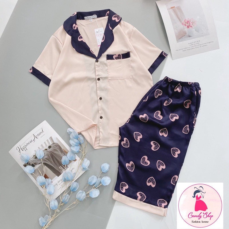 [Ảnh + VideoThật] Đồ Bộ Pijama LỤA SATIN LOẠI 1 Size 40-65kg áo cộc Quần lửng thấm hút mồ hôi | BigBuy360 - bigbuy360.vn