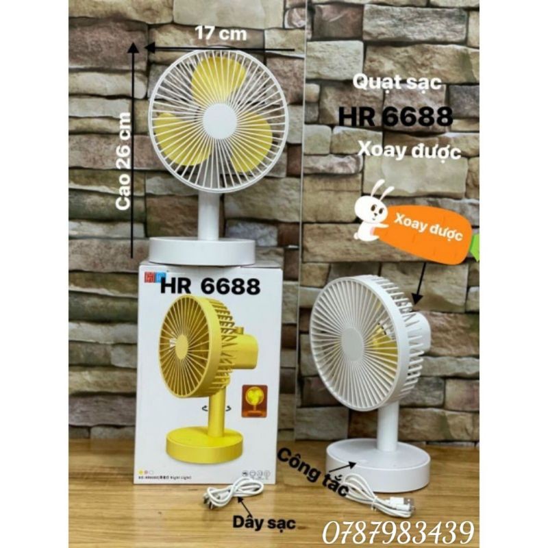 Quạt Sạc Tích Điện Xoay Đảo Gió