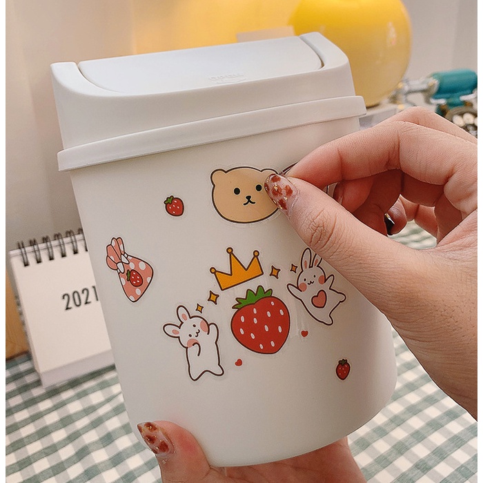 Thùng Rác mini để bàn có nắp cute dễ thương Gấu Thỏ House 560