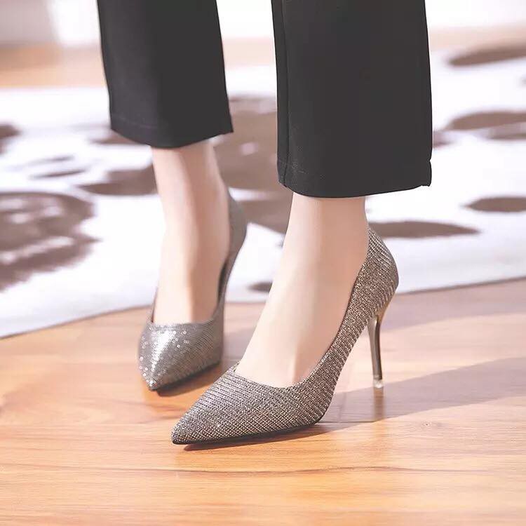 Giày cao gót nữ đính kim sa 7cm