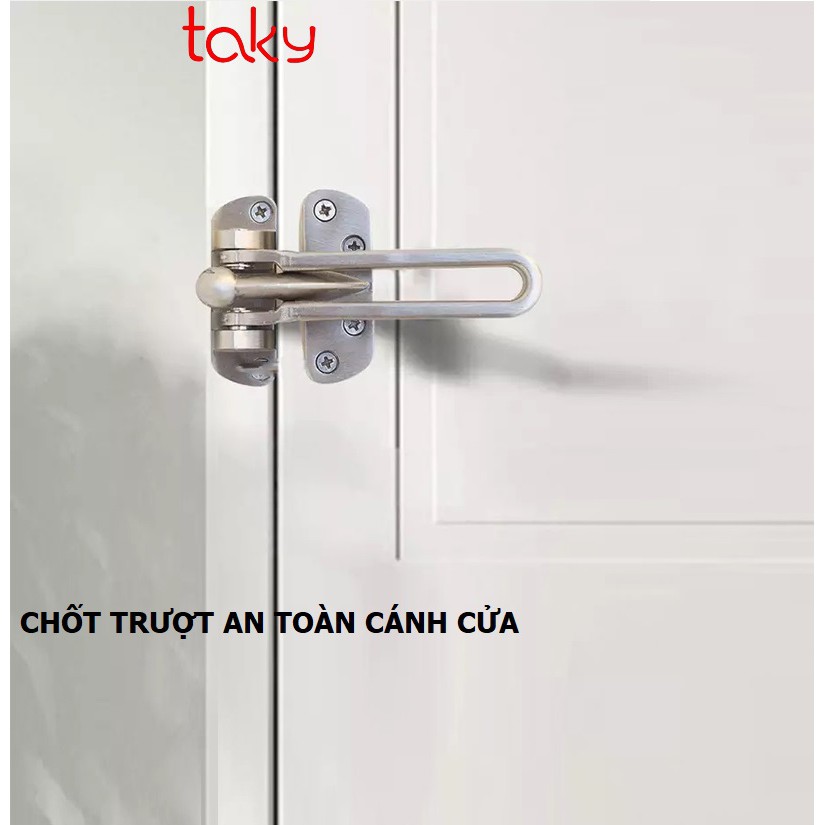 Chốt Cửa Inox - Taky - Khóa Chốt Trượt An Toàn Đề Phòng Người Lạ Đẩy Cửa Vào Phòng, Chống Mở Cửa Từ Bên Ngoài, 3150