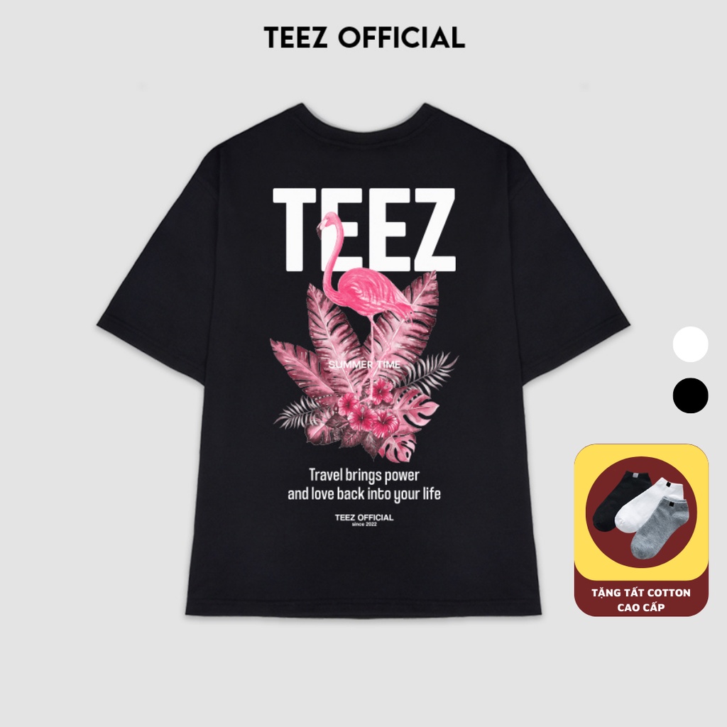 Áo Thun TEEZ - TZ1025 Unisex Nam Nữ Form Rộng Tay Lỡ Freesize
