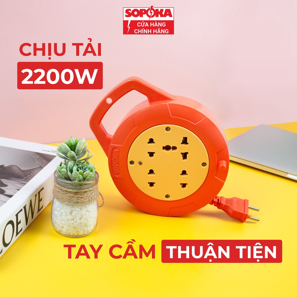 Ổ cắm điện ổ điện cuốn dây Q45 Q75 Sopoka dây 4,5m7,5m an toàn tiện lợi