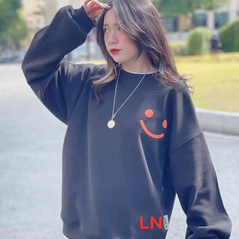 Áo nỉ bo mặt cười đỏ LN11