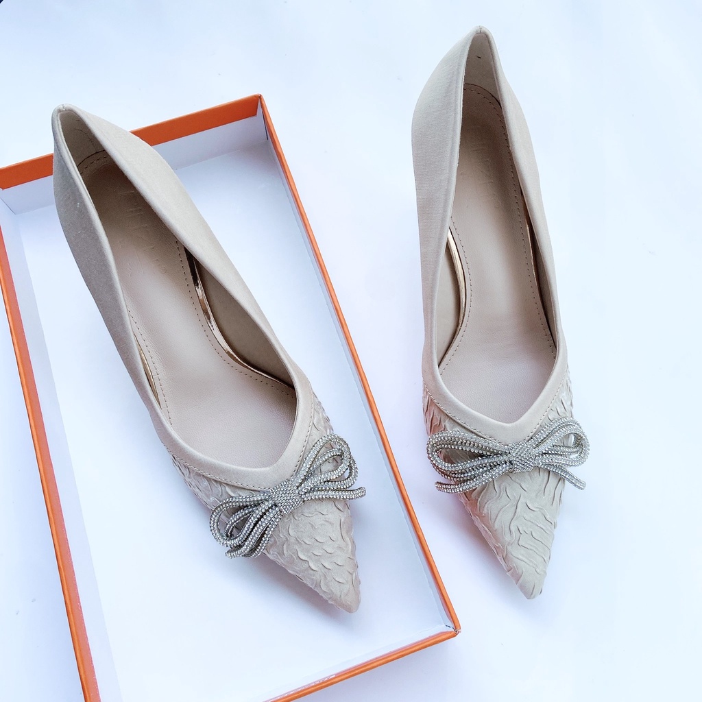 Giày Nữ Cao Cấp , Giày Cao Gót Nữ Mũi Nhọn, Đế Nhọn Cao 6P, Lụa Bọc Satin Cao Cấp, Kiểu Dáng Trẻ trung, Thoải mái-DA770