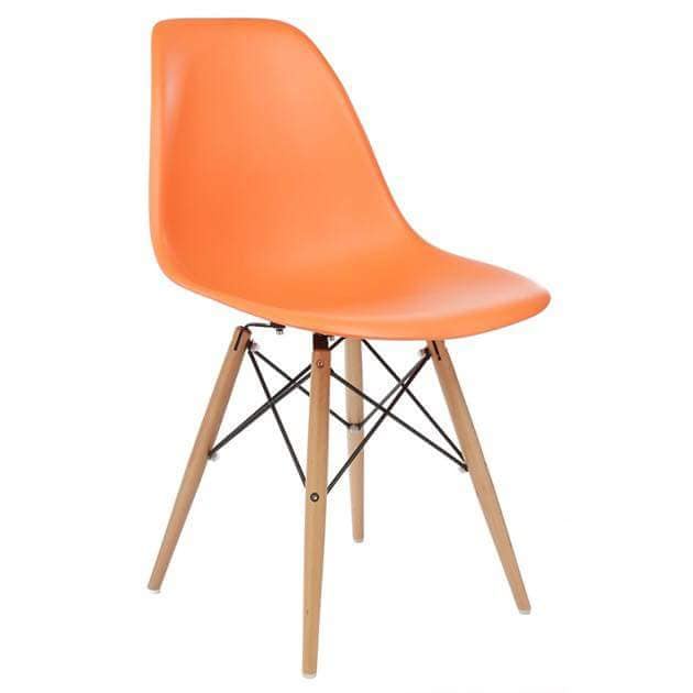 Ghế Eames Chân Gỗ Đan Thép Màu Cam Phong Cách Hiện Đại, Ghế Cafe Làm Việc Văn Phòng, Ghế Eames Nhập Khẩu