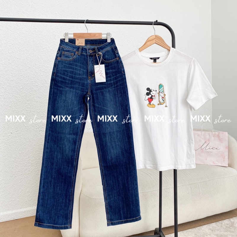 Quần Jean Nữ Ống Suông Lưng Cao LỆ VI chất co giãn thoải mái phom suông vừa tôn dáng