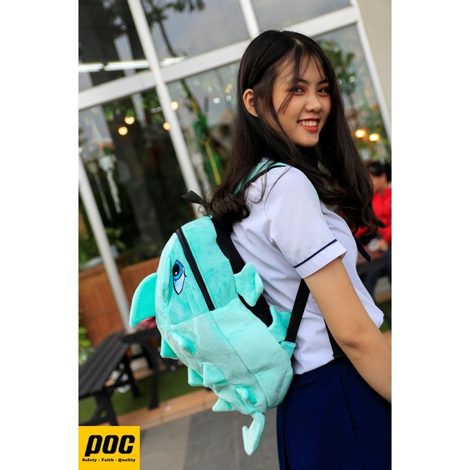 Balo khủng long vải nhung mịn - Balo khủng long size lớn nhiều màu lựa chọn đi học đi làm đi du lịch