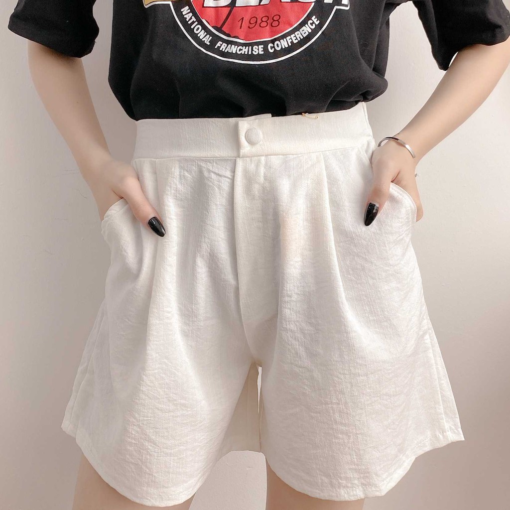 Quần short lưng thun VM STYLE đũi trơn nút giả ullzang thời trang 22STU03P20203 | BigBuy360 - bigbuy360.vn