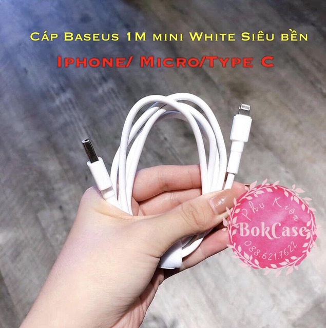 Cáp Baseus sạc nhanh và truyền dữ liệu Mini White  CHO ANDROID, MICRO USB