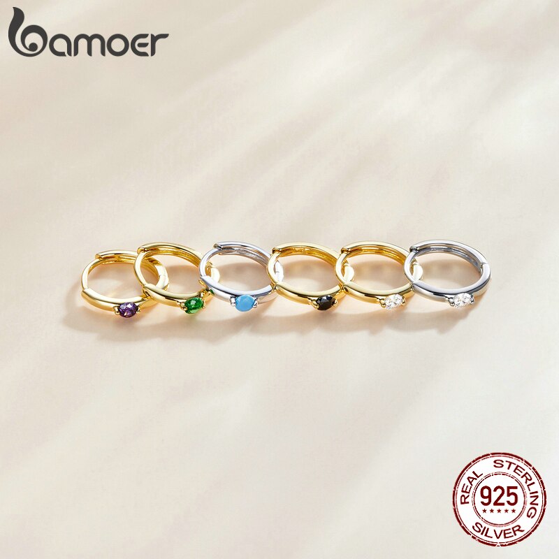 Bông tai Bamoer SCE1050 bằng bạc 925 màu vàng/bạc nhiều màu lựa chọn không gây dị ứng cho nữ