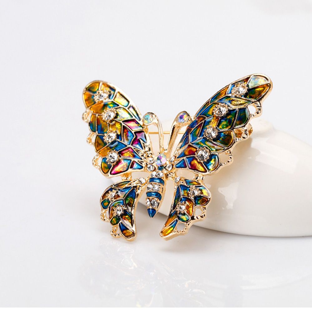 Huy hiệu cài áo hình bướm đính đá nhiều màu