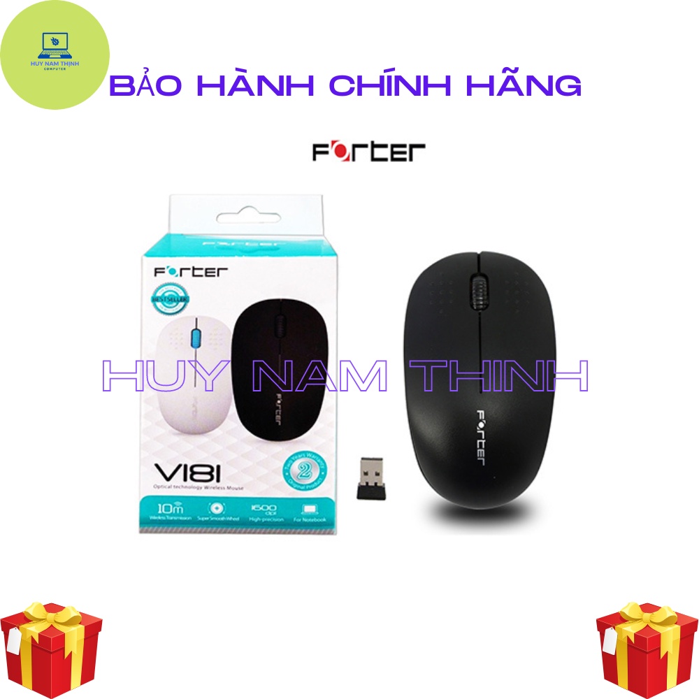 Chuột máy tính không dây Forter V181 bấm êm không tiền ồn, độ nhạy cao tặng kèm pin chính hãng