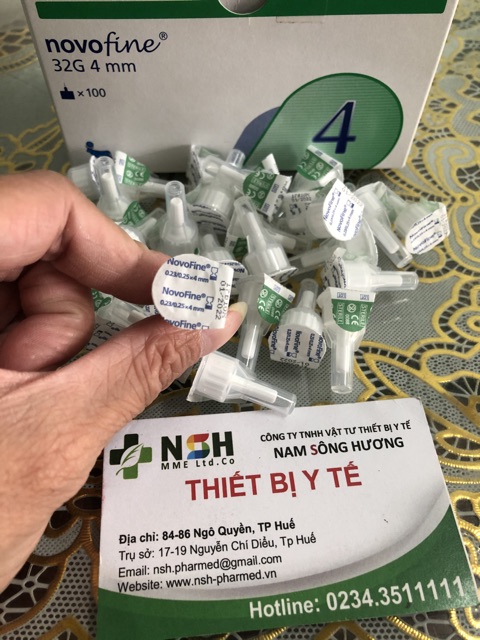 Combo 50 Đầu kim tiêm kim chích tiểu đường Novofine 32G 4mm vô trùng sử dụng cho kim tiêm tiểu đường của Novo Nordisk
