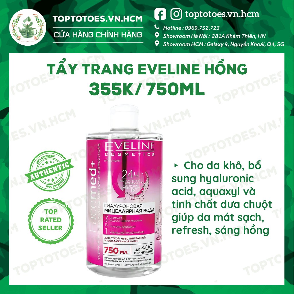 Tẩy trang 3 in 1 Eveline FACEMED+ giữ ẩm 24 giờ 400ml