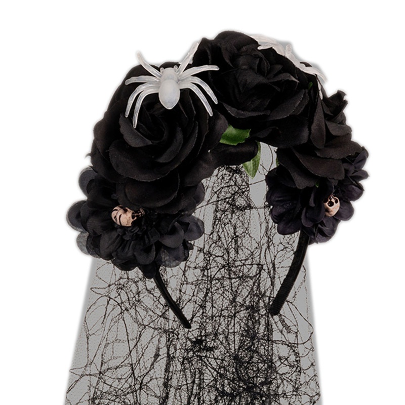 Băng Đô Ren Đính Hoa Và Mạng Che Mặt Hóa Trang Halloween