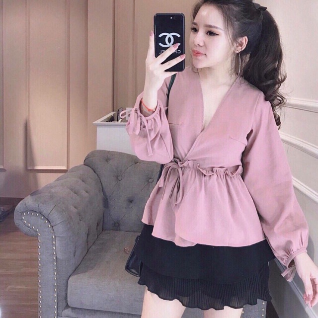 Áo kiểu Ribbon Top MH chất lụa mềm mịn