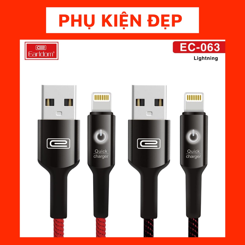 Cáp Sạc Tự Ngắt có đền led hỗ trợ sạc nhanh Earldom EC-063