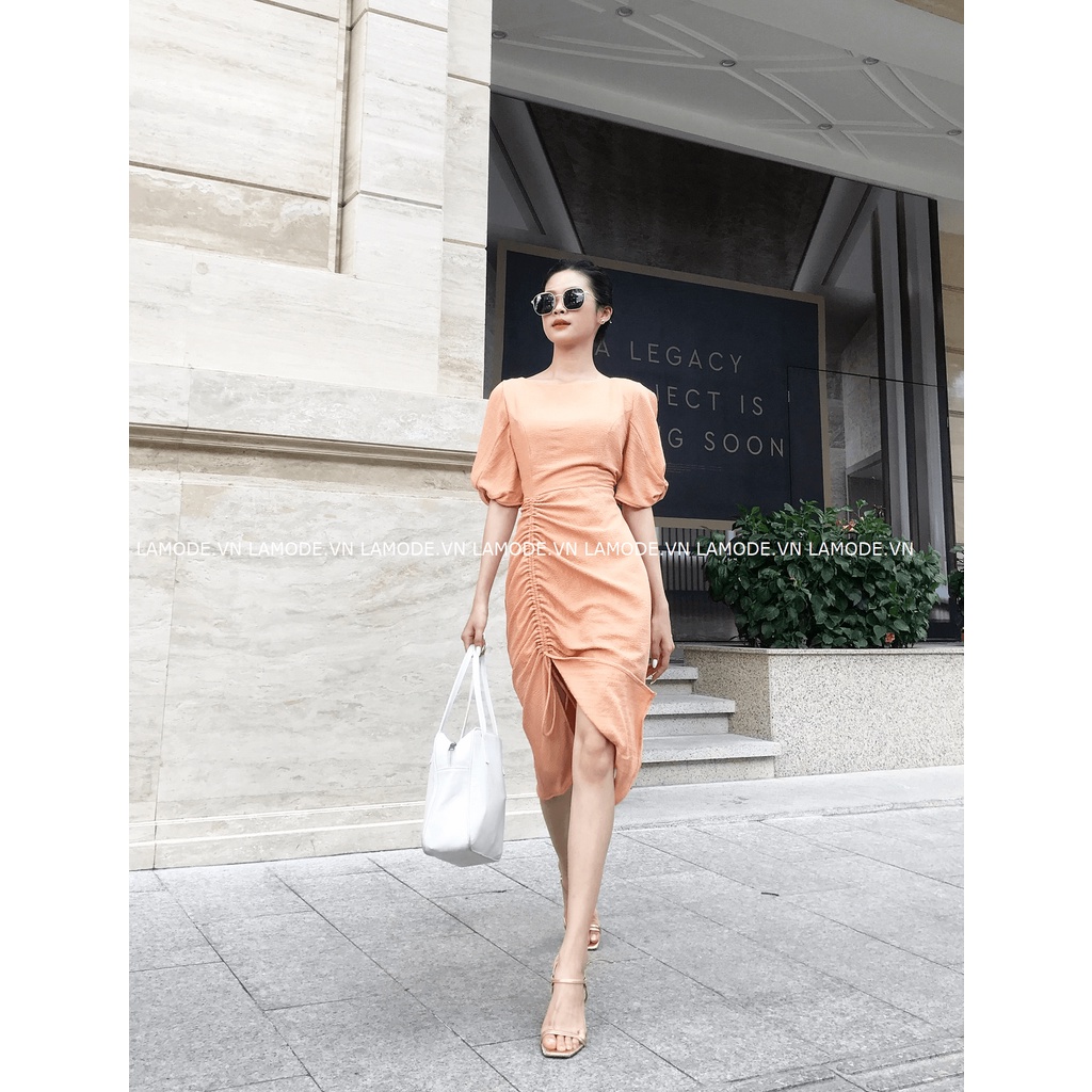 Đầm thiết kế tay xoắn rút dây siêu che bụng Risette DA1058