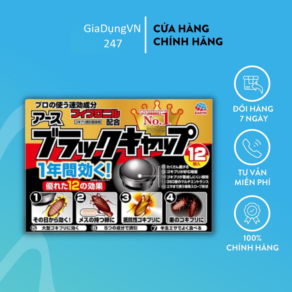 Thuốc Diệt Gián viên đuổi gián Nhật Bản bả diệt gián đức thuốc gián CHÍNH HÃNG Diệt Côn Trùng hiểu quả Hộp 12 Viên