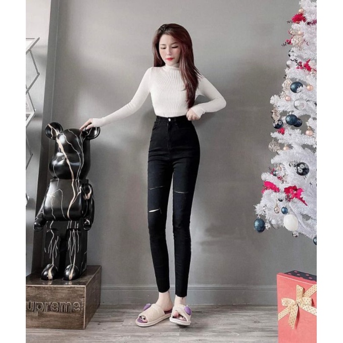 Quần Jean Co Giãn Màu Đen