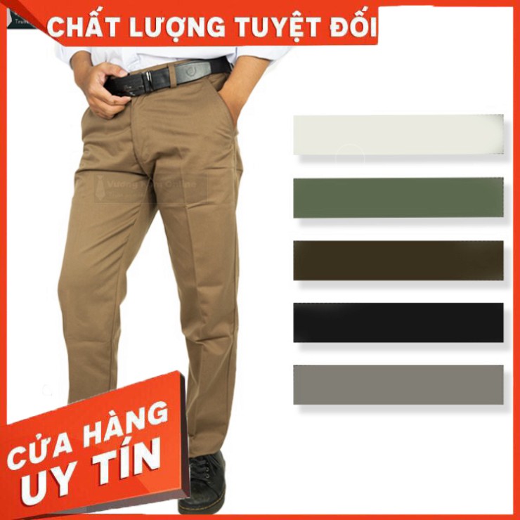 Quần kaki nam trung niên đẹp ống suông cao cấp vải dày form chuẩn big size VN42C - Hàng nhập khẩu