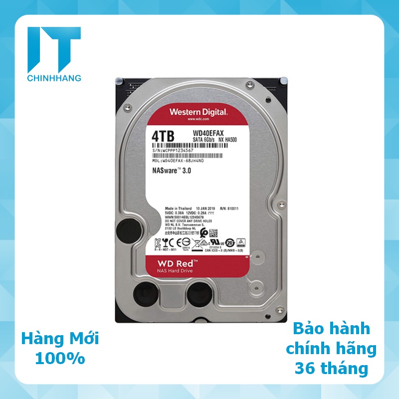 Ổ Cứng Gắn Trong HDD WD 4Tb SATA3 (RED) - Hàng Chính Hãng - hdd western 4tb