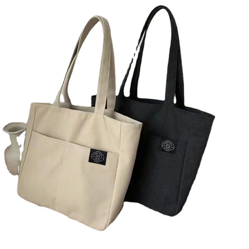 Túi Đeo Vai Bằng Vải Canvas Kích Thước Lớn Phong Cách Hàn Quốc Thời Trang Cho Nữ
