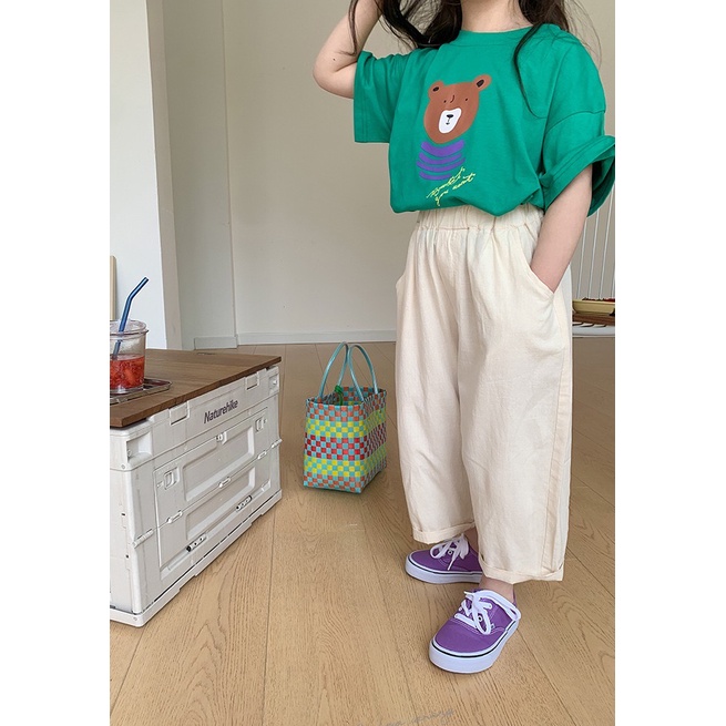 QG312 - Quần bé gái thô đũi ống rộng sz 90-150, quần dài cho bé mùa hè thời trang Hàn Quốc