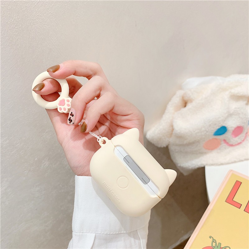 Vỏ Bảo Vệ Tai Nghe Hình Chân Mèo Nhỏ  Phù Hợp Với Airpods 1/2/Pro Siêu Cute Dễ Thương