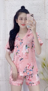 Bộ lụa satin quần đùi cao cấp