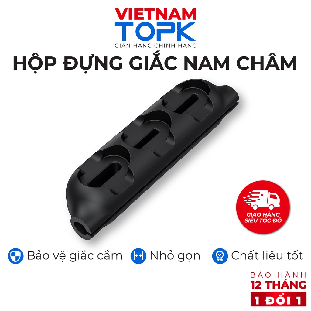 Hộp đựng giắc cắm cáp nam châm TOPK L34 Đầu nối Type-C, Lightning, Micro USB Hàng chính hãng - Bảo hành 12 tháng
