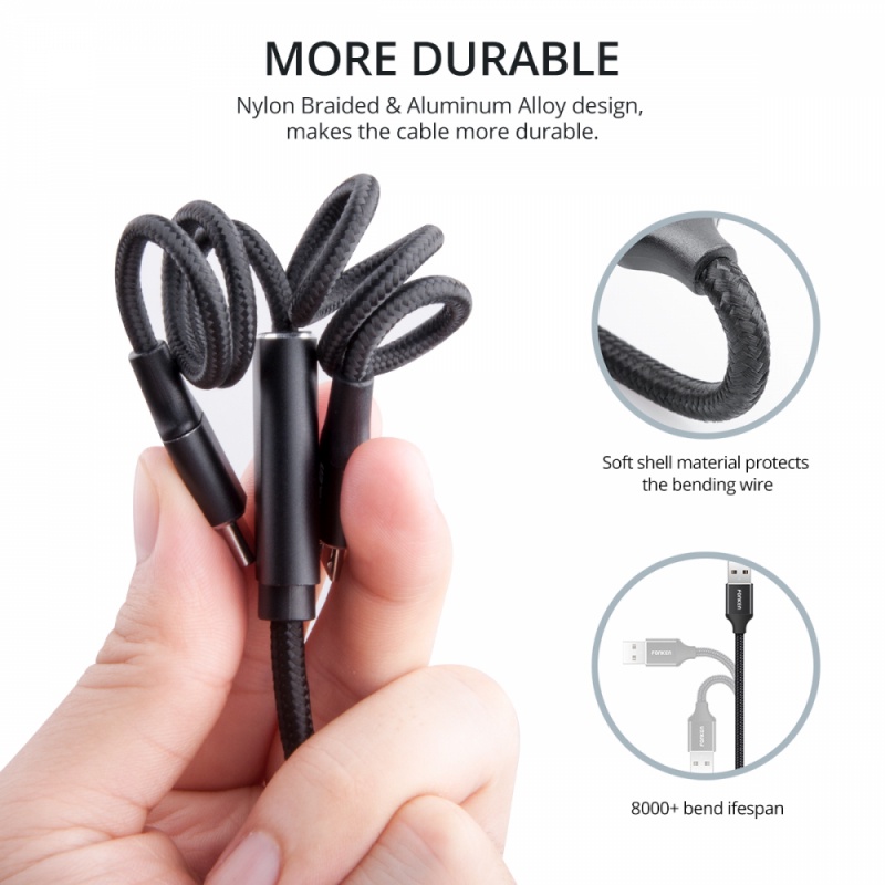 Dây cáp sạc điện thoại ANKNDO USB Type C 2 trong 1 thông dụng cho Android
