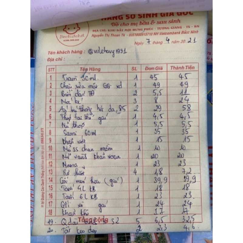 combo đi sinh 7/4 (bỏ chậu gg)