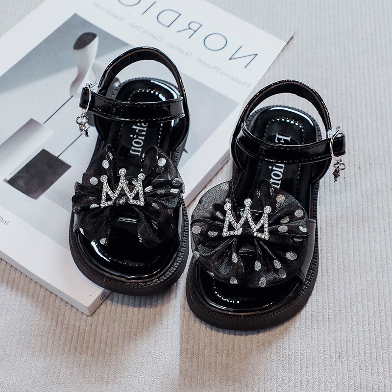 Sandal đính nơ kèm vương miện cho bé gái mẫu hot 2022 - Hàng Quảng Châu Cao Cấp (K63)