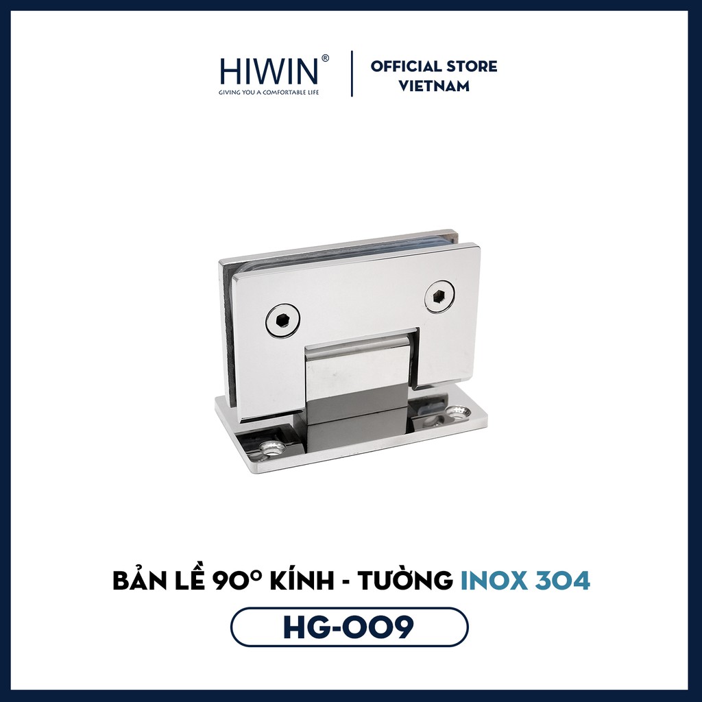 Bản lề cabin tắm 90 độ kính - tường cạnh thẳng inox 304 Hiwin HG-009 (dày 5mm)