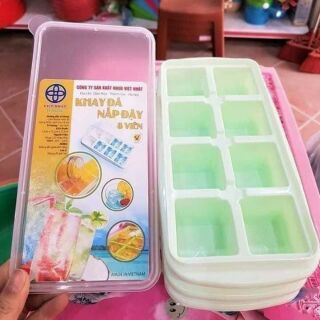 [HÀNG SẴN GIAO NGAY] Khay làm đá có nắp đậy( combo 3 khay)