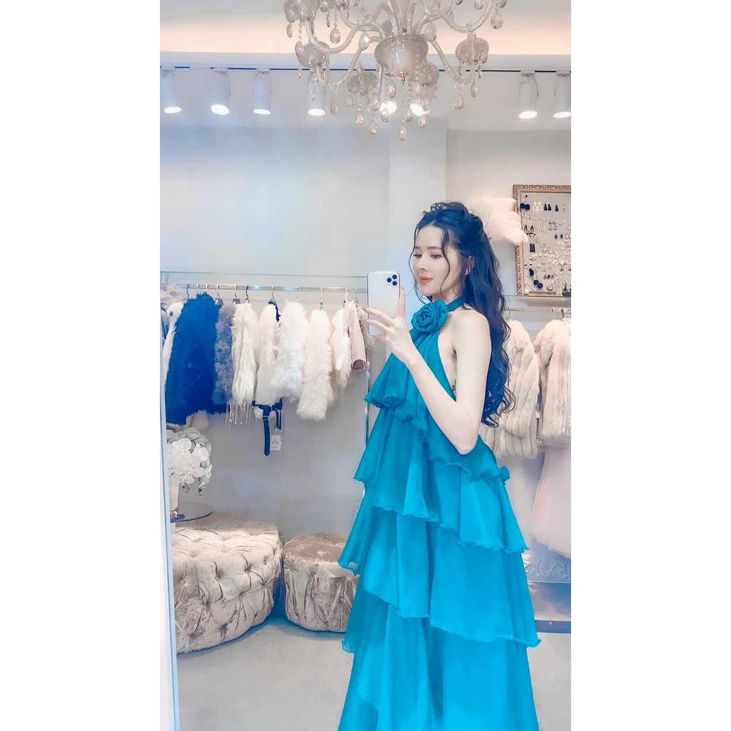 [FREESHIP 50K]  Đầm Maxi Nữ NHIHOUSE71 Cổ Yếm Đi Biển Bèo 5 Tầng Đính Bông Sang Chảnh Chất Voan Mềm Mại Nhẹ Mát 50 - 65K | BigBuy360 - bigbuy360.vn