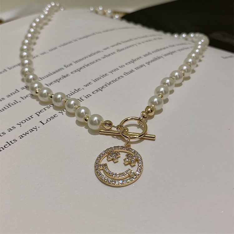 Vòng cổ Ngọc Trai Hình Mặt Cười Sang Trọng Phong Cách Baroque Cho Nữ