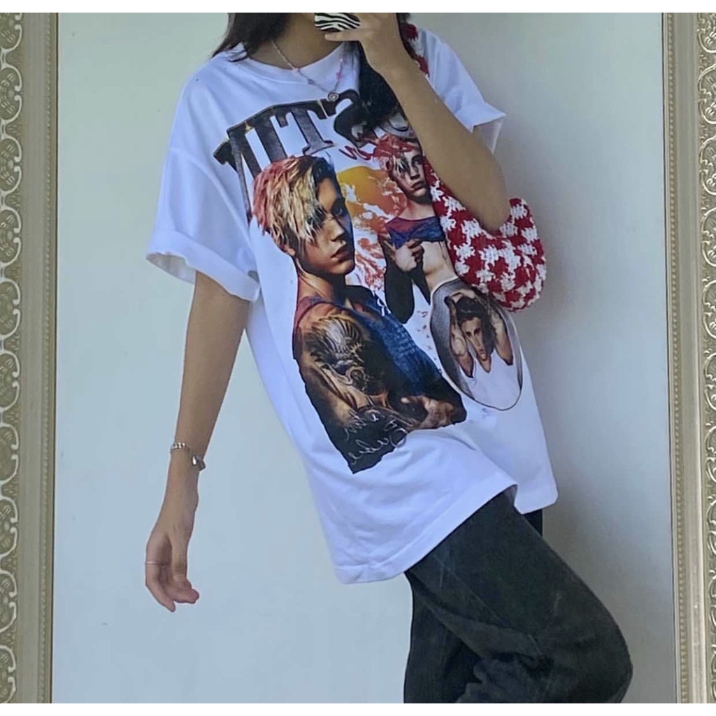 Áo thun tay lỡ justin bieber logo nam nữ áo thun unisex cotton cao cấp Kun Shop