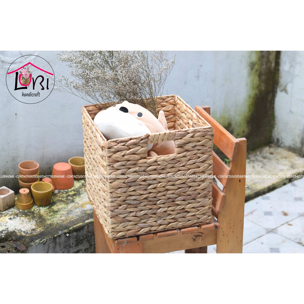 Giỏ đựng đồ lục bình hình vuông, có thể gấp gọn