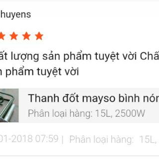 Thanh đốt mayso bình nóng lạnh xịn