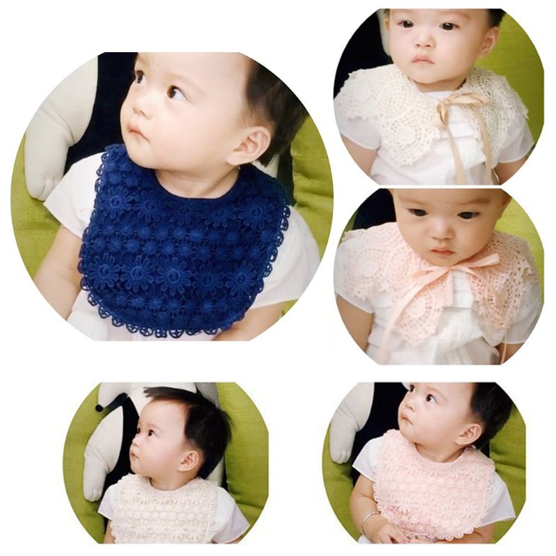 Yếm Ăn Chống Thấm Nước In Họa Tiết Hoa Xinh Xắn Kích Thước Nhỏ Gọn Tiện Dụng Cho Bé