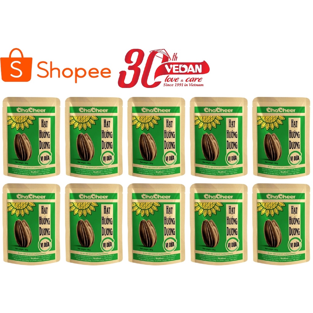 Combo 10 gói Hạt hướng dương CHACHEER vị Dừa 130g