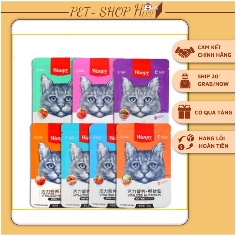 Pate cho mèo Wanpy gói 80g mix tổng hợp 7 vị - Hery Pet